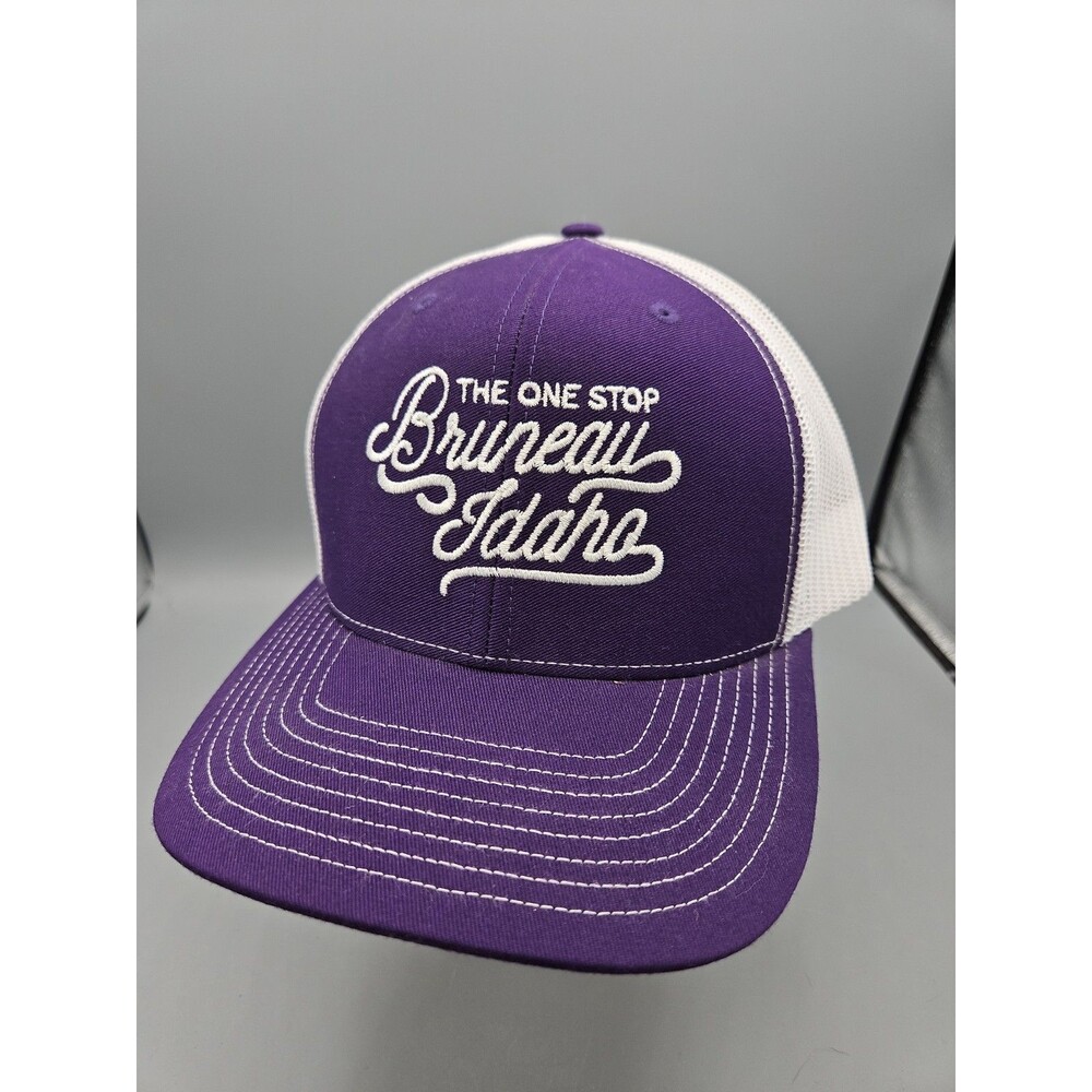 Bruneau Idaho Snapback Trucker Hat Purple Adj. Mesh Back Richardson One Stop